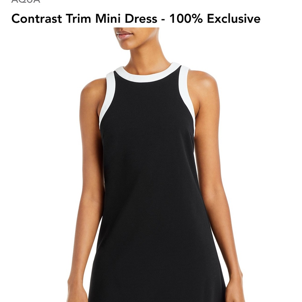 Aqua Black and White Contrast Trim Mini Dress